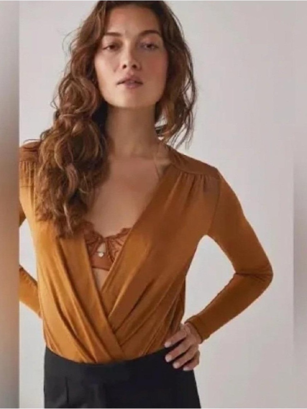 Grade & Gather X Bohme Long-Sleeve Wrap Top in Rust
